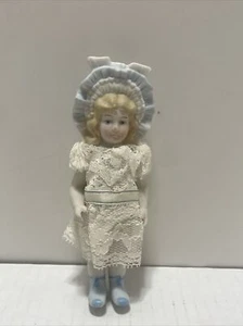 Vintage Shackman French Bisque Bonnet Doll Porcelain 5-1/2" NICE NR - Picture 1 of 6