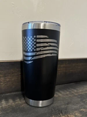 Vaso grabado negro 20 oz - taza (bandera americana), café Foto 1 de 4