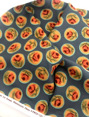 Vtg 1/2 Yd KAFFE FASSETT ROWAN Westminster Surrey Blue Orange ROSE Cotton FABRIC - Image 1 of 4