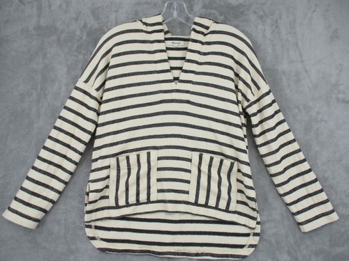 OFF WHITE Felpa Madewell donna XXS a righe con cappuccio tempo libero salotto tasche pullover