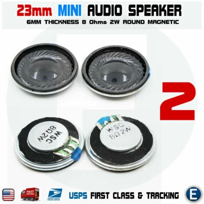 2pcs Speaker 23mm Dia 8 Ohm 2W 6mm Mini Micro Audio Magnetic Arduino
