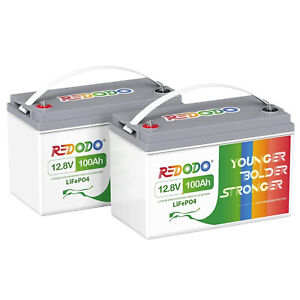 Redodo Lithium Batterie 12V 100Ah LiFePO4 Akku für Wohnmobil Solar -2 Pack