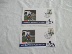 ITALIE 2 ENVELOPPES  PREMIER  1er Jour USA 94 CHAPIONNAT MONDE DE FOOTBALL 1993  - Foto 1 di 2