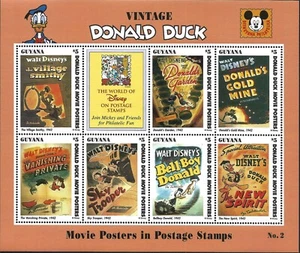GUYANA - MNH Vintage Pato Donald "Pósters de películas de 1942" Hoja de recuerdo!! - Imagen 1 de 1