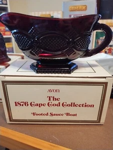 Avon Cape Cod Ruby Red Footed Gravy Sauce Boat 8 1/8" Original Box 1988 - Picture 1 of 1