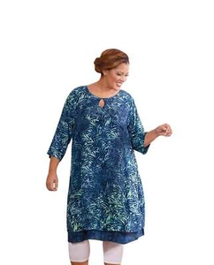 On The Plus Side Sireli Batik Long Sleeve Plus Size Dress - Picture 1 of 3