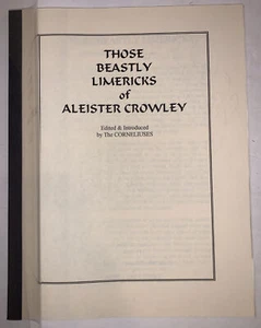 1 of 11, SIGNED, THOSE BEASTLY LIMERICKS OF ALEISTER CROWLEY, CORNELIUS, OCCULT - Picture 1 of 3