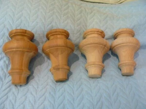 Divano Legno Incolorato 6"" H Sedia Sedia Gambe Mobili Trasformati 3 1/2"" W - Set di 4 - Foto 1 di 4