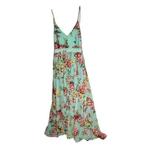 Miss Avenue Floral Open Back Maxi Dress Size Large Mint Green Beach Tropical NWT - Picture 1 of 13