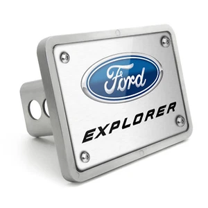 Ford Explorer UV Graphic Brushed Silver Billet Aluminum 2 inch Tow Hitch Cover - Picture 1 of 1