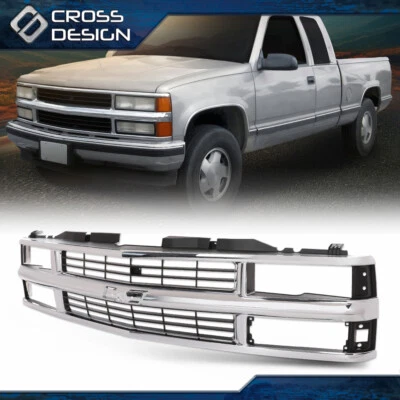 Rejilla cromada con inserto negro para camioneta Chevy C/K 1500 2500 3500 94-98 compuesta Foto 1 de 4