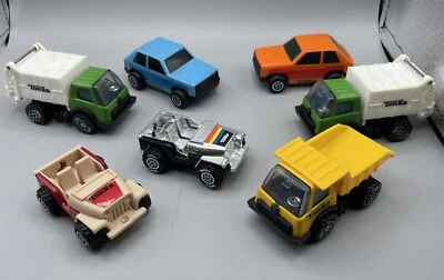 Lot of 7 Vintage Metal & Plastic Tonka Toy Cars Jeep Dump Truck Garbage Truck - Image 1 of 4