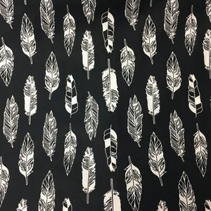 1/2 M White Feathers *CHOOSE COLOUR* Quilting Sewing Fabric Cotton Black or Grey - Picture 1 of 6