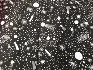 Shooting Stars Comets on Black Cotton Fabric 1 Fat Quarter Approx 18" x 21" - Picture 1 of 4