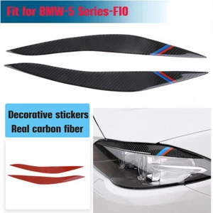 Cubierta de ceja de lámpara de luz delantera de fibra de carbono real para BMW Serie 5 F10 11-17 - Imagen 1 de 5