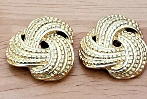 Vintage Gold Tone Textured Love Knot Shoe Clips - Picture 1 of 6