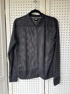 Victoria's Secret VS Sport MED Black Mesh Bomber Zip Jacket Workout Gym Casual - Picture 1 of 5