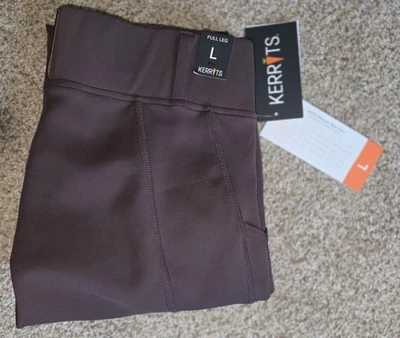 NUEVO CON ETIQUETAS - Kerrits Damas Coolcore Pierna Completa Tech Apretado - Marrón Sello - GRANDE Foto 1 de 4