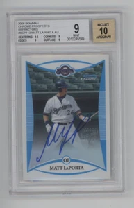 MATT LAPORTAš„2008 Bowman Chrome Prospects REFRACTOR /500 Rookie AUTO RC BGS 9 - Picture 1 of 1