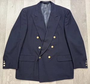 Vintage 90er Burberrys blauer Zweireiher Blazer mit Goldknöpfen - Größe 44R - Bild 1 von 8