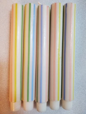 5件装锥形蜡烛带条纹 — 第 1/2 张图片