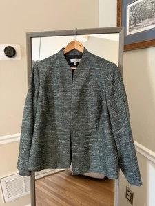 Kasper schwarz Metallic Faden Tweed Langarm vorne offen Blazer Damengröße 16 - Bild 1 von 4