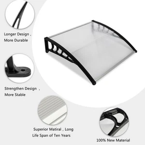 40 "x 40" Window Door Awning Outdoor Sun UV Rain Cover Canopy Patio Shield Black - Picture 1 of 8