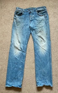 "Jeans G-Star azul desteñido crudo cintura 34"" pierna 34"" ajuste holgado" - Imagen 1 de 7