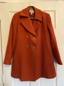 Cappotto donna in lana Pea Talbots taglia 6 arancione bruciato foderato doppio seno - Foto 1 di 3