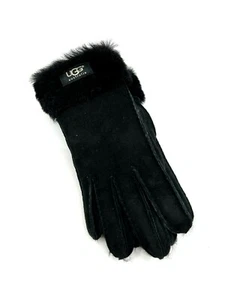 UGG NEW Black Suede Gloves Wrist Length Sheep Fur Water Resistant Size S $160 - Picture 1 of 8
