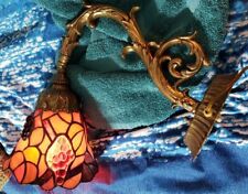Vintage 1970’s Stained Glass And Bronze Sconce