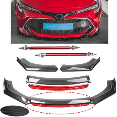 Front Bumper Lip Splitter Spoiler Body Kit Carbon Fiber Rods For Toyota Corolla Foto 1 de 4