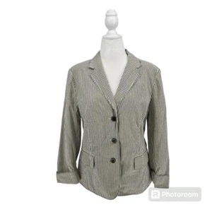 Covington Blazer Womens 16 Gray & White Pinstripe Preppy Academia Dressy - Picture 1 of 7
