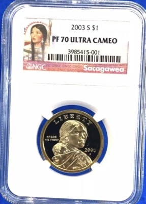 2003 S SACAGAWEA Dollar NGC PF70💥FLAWLESS QUALITY💥EARLY RED BANNER LABEL - Image 1 of 4