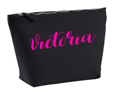 STREETSIDE SURGEONS Victoria Personalisierte Make Up Accessoire Tasche Schwarz Farbe Neon Pink Make Up