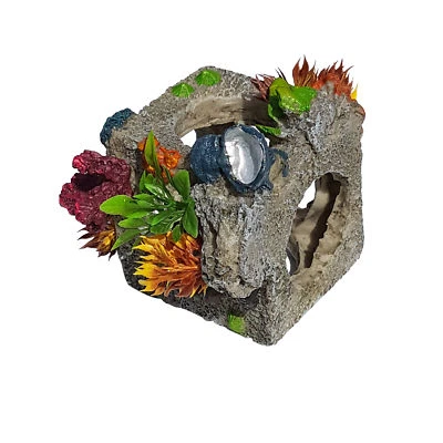 Cubo de piedra con plantas resina pecera cueva u escondite para decoración de acuarios Foto 1 de 4