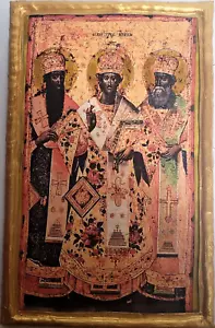 Tres Santos Jerarcas San Gregorio San Juan San Basilio Tinos Icono Ortodoxo Griego - Imagen 1 de 6
