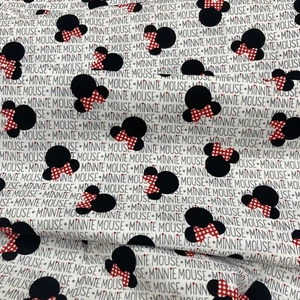 1 1/2 Yards Disney Minnie Mouse Head & Bows 100% Cotton Fabric Minnie Heads - Picture 1 of 4