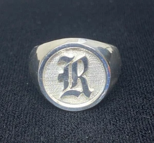 Letter R Old English Solid Initial Ring Sterling Silver 925 Sizes 6-16 - Picture 1 of 7