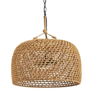 Hampton Bay Pendant Light 120-Watt Shaded Rattan Black W/ Natural Woven Shade - Picture 1 of 13
