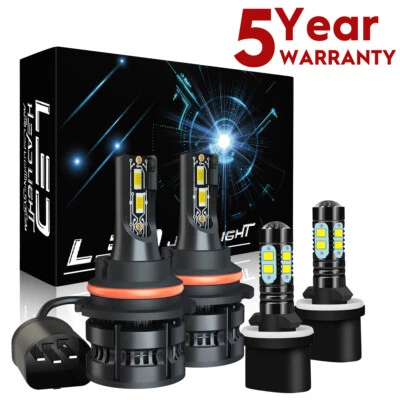 Farol de LED + combo de lâmpadas de neblina 4 peças para Pontiac Grand Prix 1997-2003 6000K - Imagem 1 de 4