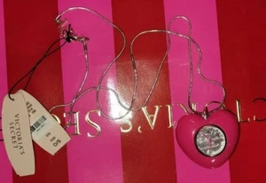 NEW Victoria's Secret Pink Heart Watch Necklace Chain Vintage RARE - Picture 1 of 4
