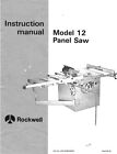 Delta Rockwell  Model 12 Panel Saw Instruction Manual Instructions