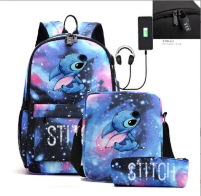 MARKENLOS Lilo & Stitch 3x Schulranzen Set Schulrucksack Jungen Mädchen Schule Outdoor TX