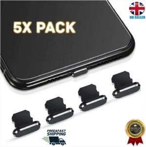 5 Metal Charger Port Anti Dust Cover Plug Caps for iPhone 14 13 12 11 XS XR 8 7 - Picture 1 of 10