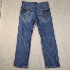 DKNY Jeans Men's 37x31.5 Blue Straight Leg Regular Fit Cotton Denim