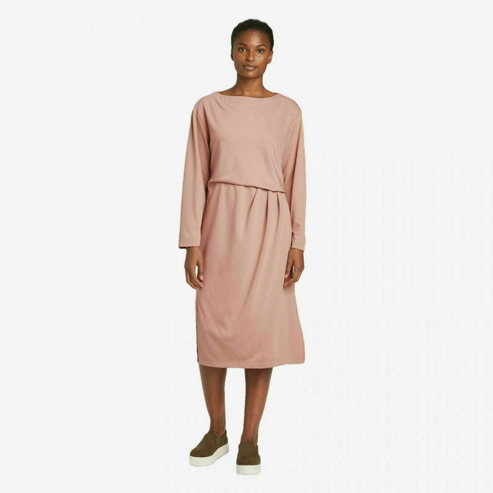 Women's Prologue Long Sleeve Boat Neck Knit Midi Dress - Mauve Size Medium