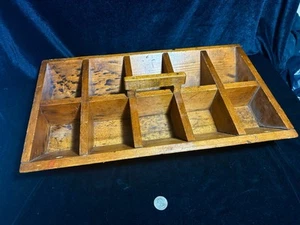 Primitive Antique Wood Caddy 10 Cubbies Handmade Folkart - Picture 1 of 10