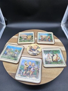 Vintage 5er Set Untersetzer mit MJ Hummel Art inkl. Hummel Style Handspiegel - Bild 1 von 10