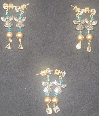 18K Gold Plated  Bronze Freshwater Pearl Angel Earrings - Image 1 of 4